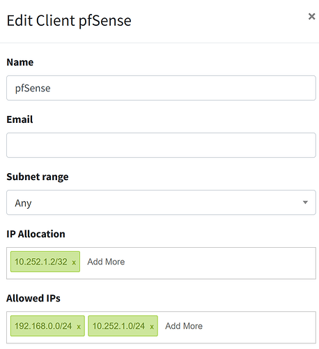 Screenshot Client pfSense